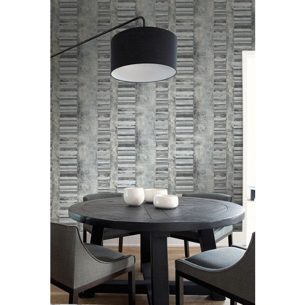 media image for Judson Vinyl Wallpaper in Grey and Off-White from the Metalworks Collection by Seabrook Wallcoverings 248