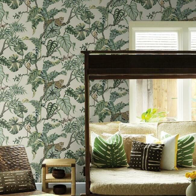 media image for Jungle Cat Wallpaper in Beige from the Traveler Collection by Ronald Redding 240