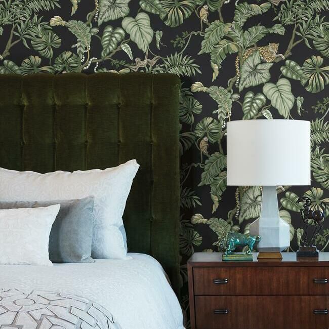 media image for Jungle Cat Wallpaper in Black from the Traveler Collection by Ronald Redding 278