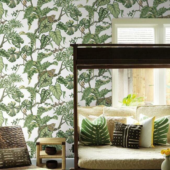 media image for Jungle Cat Wallpaper in White from the Traveler Collection by Ronald Redding 288