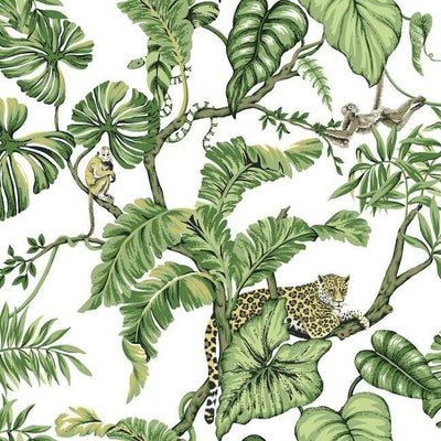 product image of Jungle Cat Wallpaper in White from the Traveler Collection by Ronald Redding 554