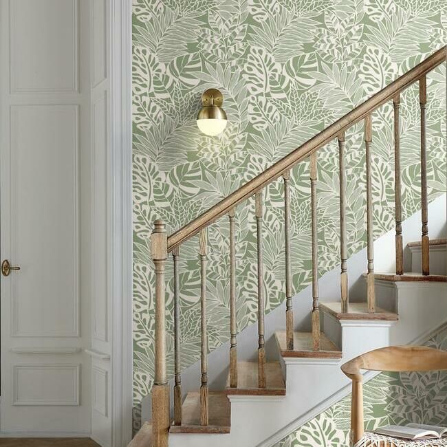 media image for Jungle Leaves Wallpaper in Green from the Silhouettes Collection by York Wallcoverings 21