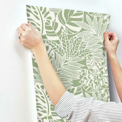 product image for Jungle Leaves Wallpaper in Green from the Silhouettes Collection by York Wallcoverings 94