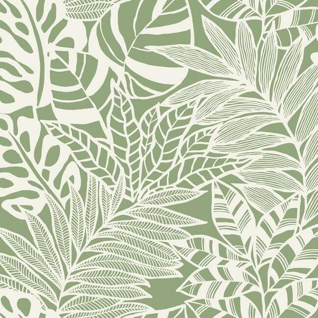 media image for Jungle Leaves Wallpaper in Green from the Silhouettes Collection by York Wallcoverings 29