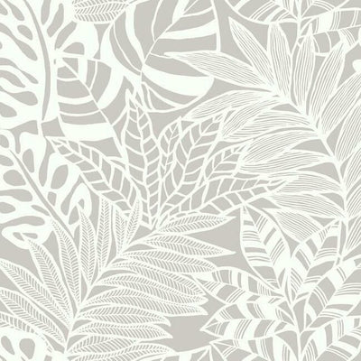 product image of sample jungle leaves wallpaper in grey from the silhouettes collection by york wallcoverings 1 596