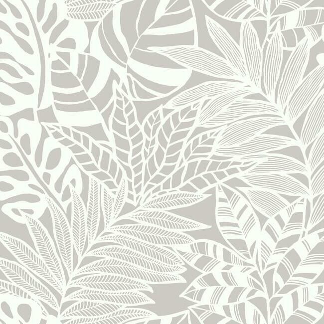 media image for sample jungle leaves wallpaper in grey from the silhouettes collection by york wallcoverings 1 247