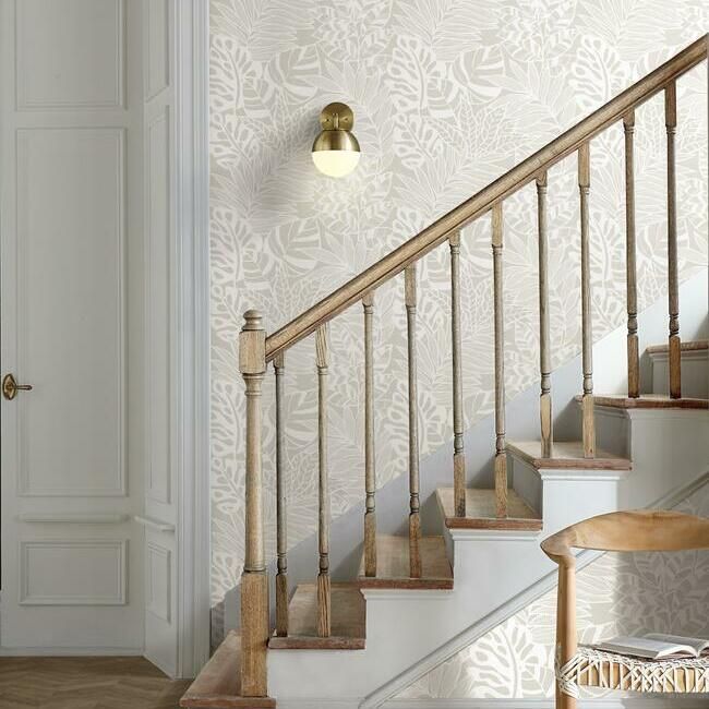 media image for Jungle Leaves Wallpaper in White from the Silhouettes Collection by York Wallcoverings 218