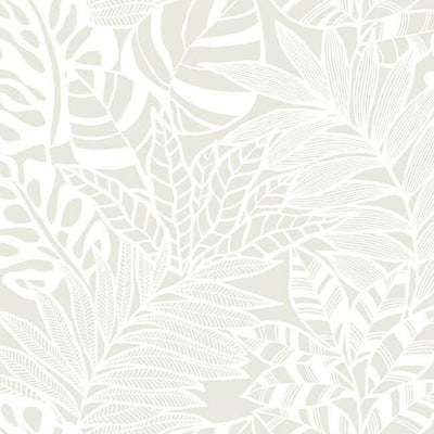 product image of Jungle Leaves Wallpaper in White from the Silhouettes Collection by York Wallcoverings 586