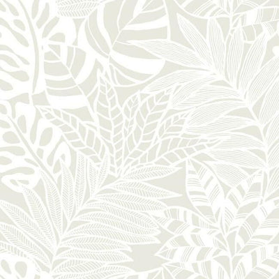 product image of Jungle Leaves Wallpaper in White from the Silhouettes Collection by York Wallcoverings 586