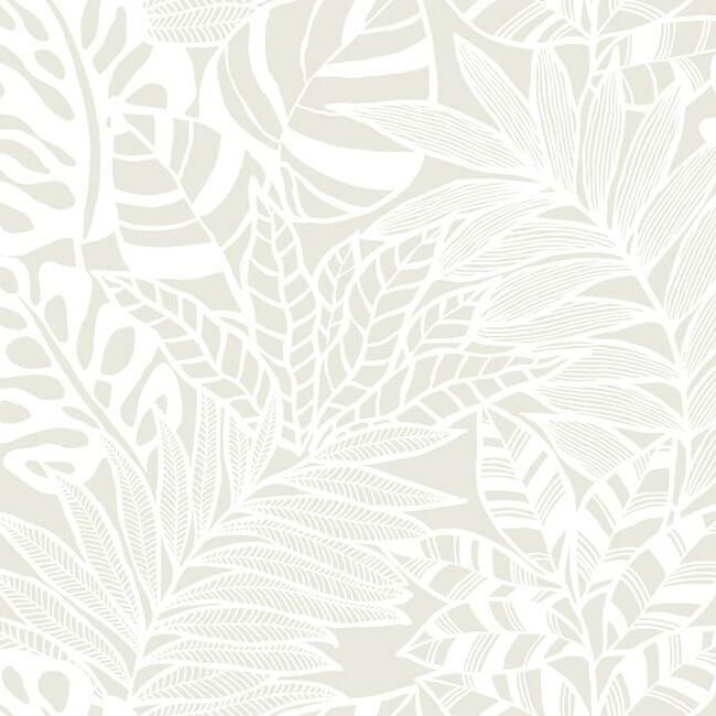 media image for Jungle Leaves Wallpaper in White from the Silhouettes Collection by York Wallcoverings 265