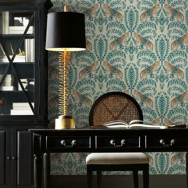 media image for Jungle Leopard Wallpaper in Taupe from the Ronald Redding 24 Karat Collection by York Wallcoverings 23