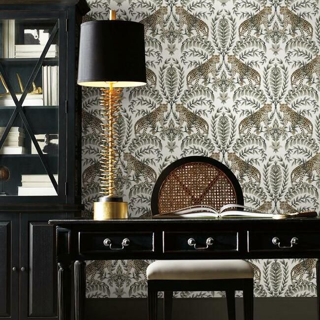 media image for Jungle Leopard Wallpaper in White and Black from the Ronald Redding 24 Karat Collection by York Wallcoverings 271