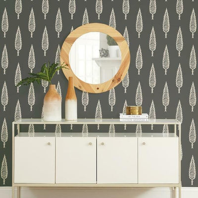 product image of Juniper Tree Wallpaper in Black and Taupe from the Silhouettes Collection by York Wallcoverings 532