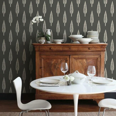 product image for Juniper Tree Wallpaper in Black and Taupe from the Silhouettes Collection by York Wallcoverings 9