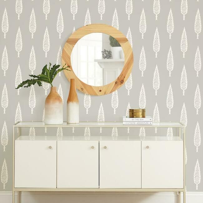 media image for Juniper Tree Wallpaper in Grey from the Silhouettes Collection by York Wallcoverings 264