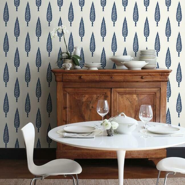 media image for Juniper Tree Wallpaper in Navy from the Silhouettes Collection by York Wallcoverings 226