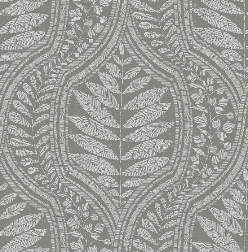 media image for Juno Ogee Wallpaper in Dark Grey from the Scott Living Collection by Brewster Home Fashions 246