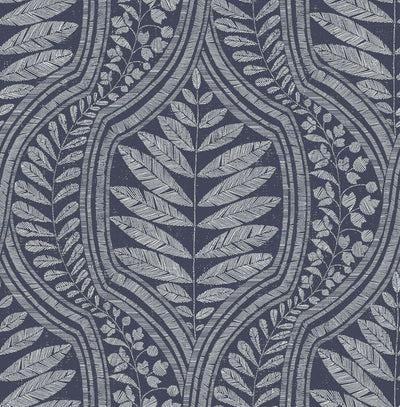 product image of sample juno ogee wallpaper in indigo from the scott living collection by brewster home fashions 1 520