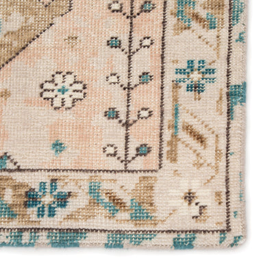 product image for Pathos Hand-Knotted Medallion Pink & Blue Area Rug 97