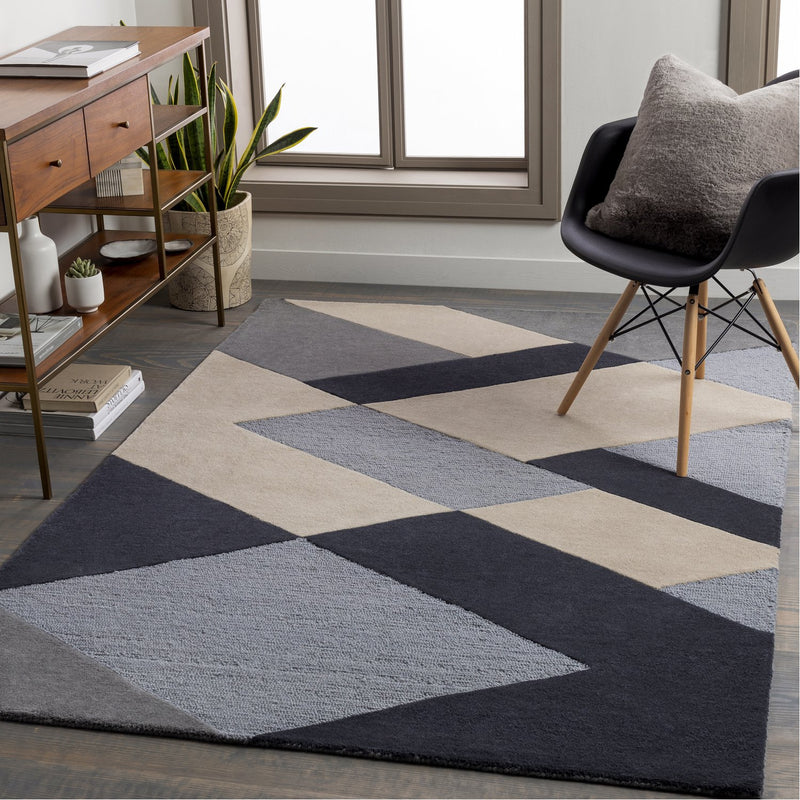media image for Kennedy KDY-3026 Hand Tufted Rug in Charcoal & Khaki by Surya 215