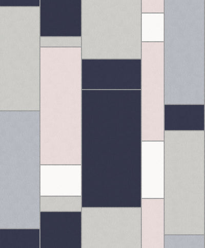 product image of sample de stijl geometric wallpaper in indigo and metallic silver from the mondrian collection by seabrook 1 564