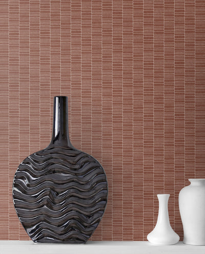 product image for Deco Spliced Stripe Wallpaper in Terra Cotta from the Mondrian Collection by Seabrook 45