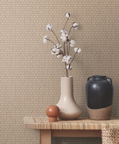 product image for Capsule Geometric Wallpaper in Ivory and Terra Cotta from the Mondrian Collection by Seabrook 30