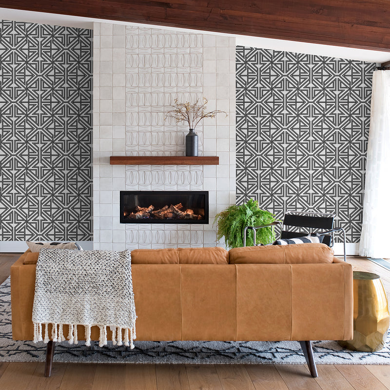 media image for Kachel Black Geometric Wallpaper from the Scott Living II Collection by Brewster Home Fashions 236