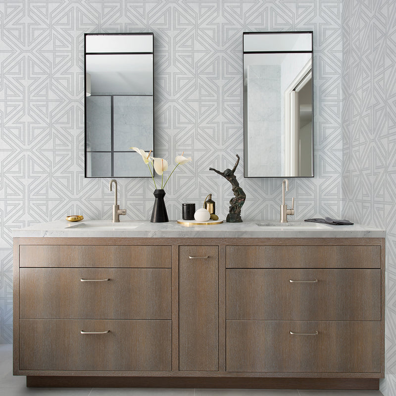 media image for Kachel Grey Geometric Wallpaper from the Scott Living II Collection by Brewster Home Fashions 294