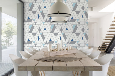 product image for Kaleidoscope Peel-and-Stick Wallpaper in Blue and Grey by NextWall 32