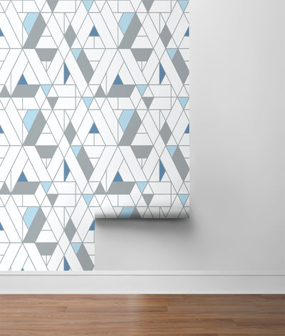 product image for kaleidoscope peel and stick wallpaper in blue and grey by nextwall 5 8