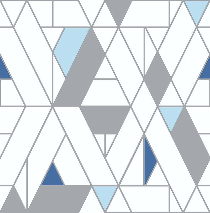media image for Kaleidoscope Peel-and-Stick Wallpaper in Blue and Grey by NextWall 215