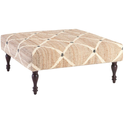 product image for kali natural turned tobacco leg rug ottoman by annie selke ash7669 otr 2 93