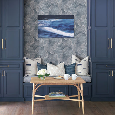 product image for Karson Swirling Geometric Wallpaper in Blue from the Scott Living Collection by Brewster Home Fashions 14