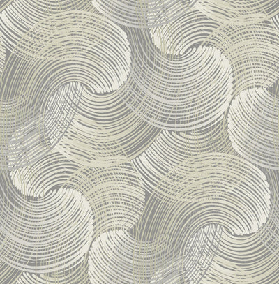 product image of Karson Swirling Geometric Wallpaper in Grey from the Scott Living Collection by Brewster Home Fashions 567