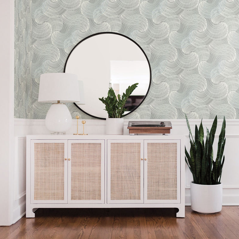 media image for Geometric Wallpaper in Teal from the Scott Living Collection by Brewster Home Fashions 26