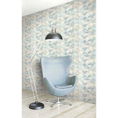 product image of Kentmere Geo Wallpaper in Blue and Neutrals from the Lugano Collection by Seabrook Wallcoverings 523