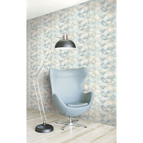 media image for Kentmere Geo Wallpaper in Blue and Neutrals from the Lugano Collection by Seabrook Wallcoverings 227