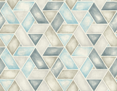 product image for Kentmere Geo Wallpaper in Blue and Neutrals from the Lugano Collection by Seabrook Wallcoverings 5