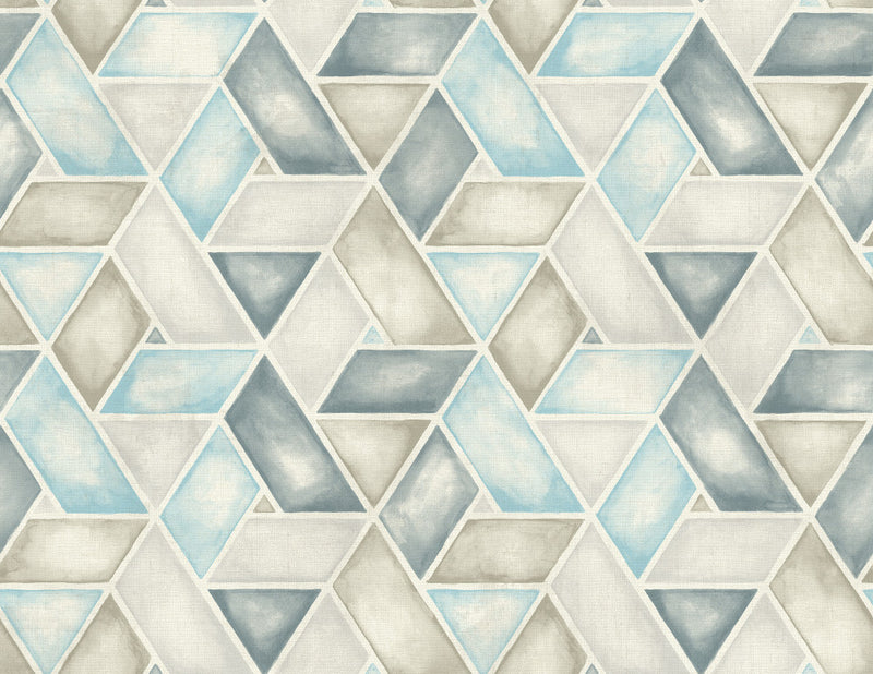 media image for Kentmere Geo Wallpaper in Blue and Neutrals from the Lugano Collection by Seabrook Wallcoverings 236