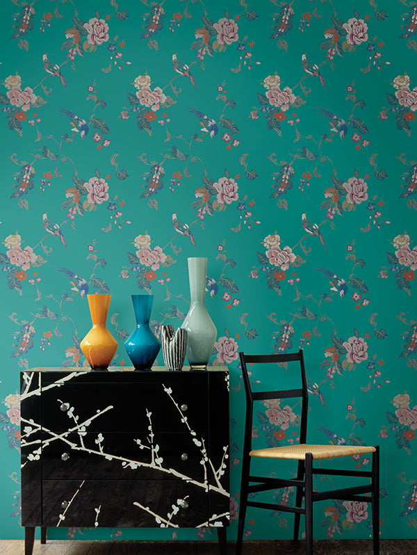 media image for Kimono Wallpaper from the Watercolor Florals Collection by Mayflower Wallpaper 245
