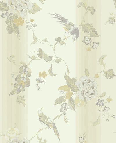 product image for Kimono Wallpaper in Cream, Green, and Grey from the Watercolor Florals Collection by Mayflower Wallpaper 44