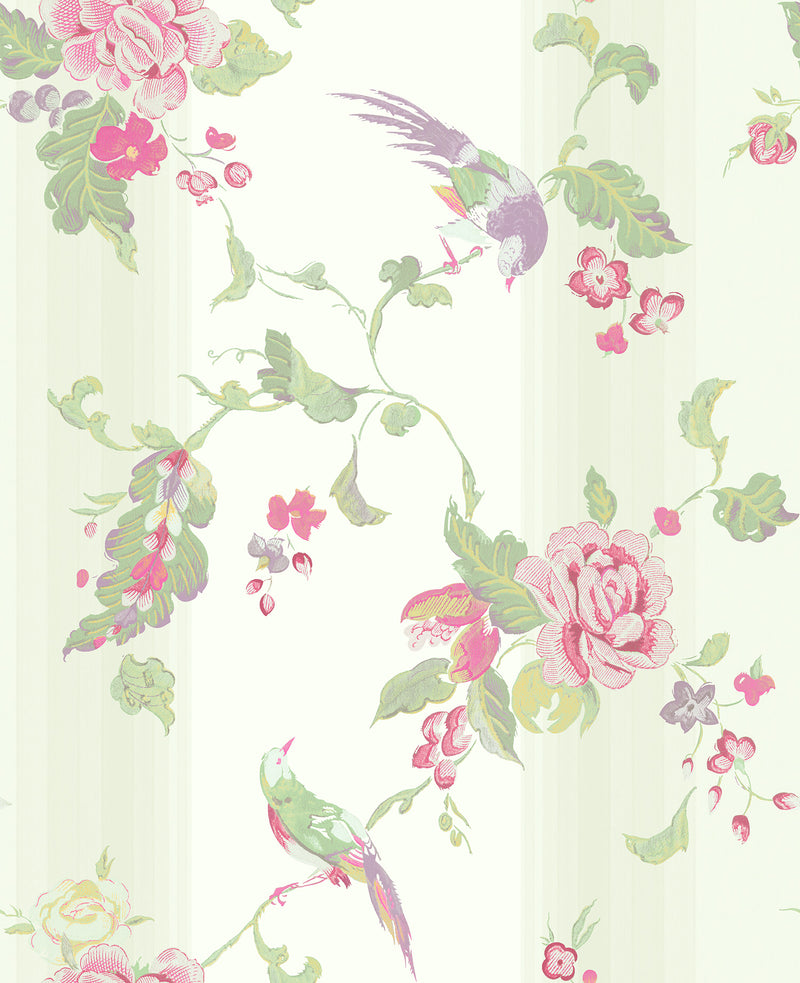Shop Sample Kimono Wallpaper in Cream, Pink, and Multi from the