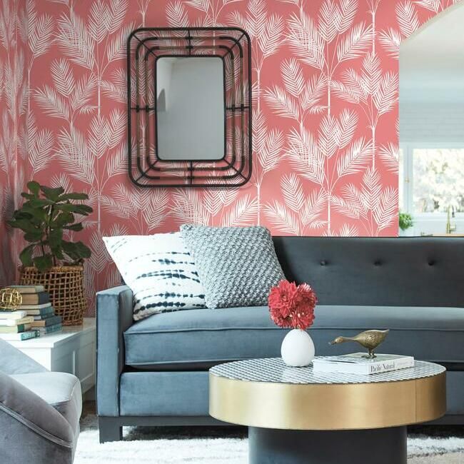 media image for King Palm Silhouette Wallpaper in Coral from the Water& 264
