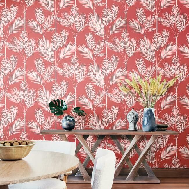 media image for King Palm Silhouette Wallpaper in Coral from the Water& 261