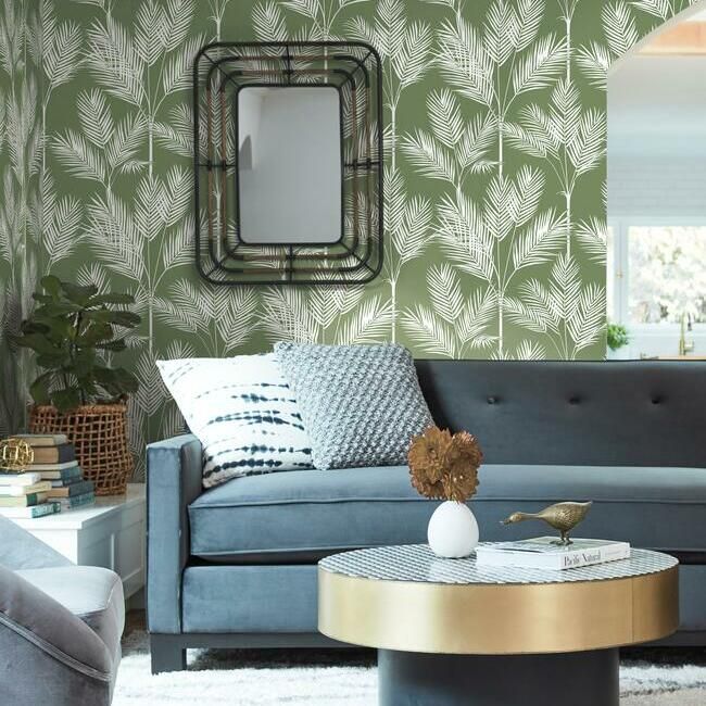 media image for King Palm Silhouette Wallpaper in Fern from the Water& 281