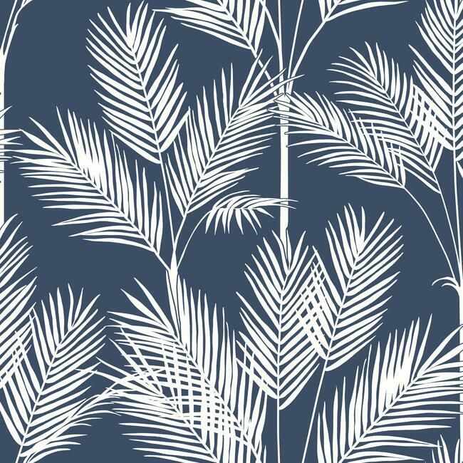 media image for King Palm Silhouette Wallpaper in Navy from the Water& 26