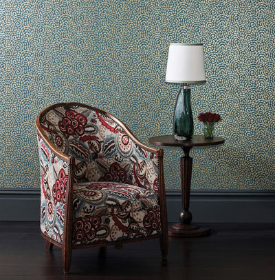 product image of Kingsley Wallpaper in Peacock and Gold from the Ashdown Collection by Nina Campbell for Osborne & Little 513