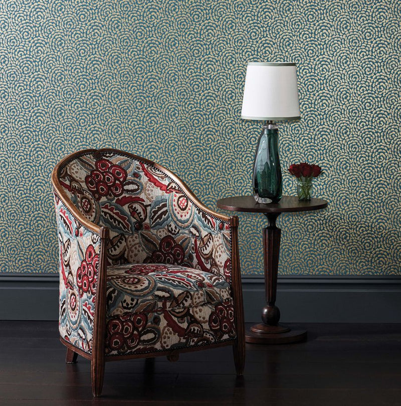 media image for Kingsley Wallpaper in Peacock and Gold from the Ashdown Collection by Nina Campbell for Osborne & Little 27