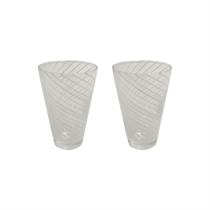 media image for Yuka Groove Glass Set in White 1 244